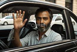 车内男子向外挥手
