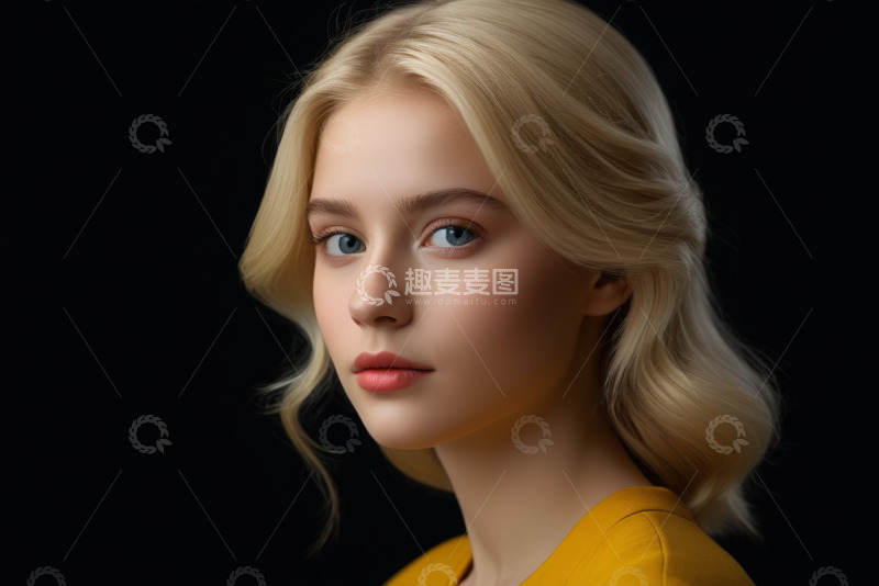 高清大图下载【趣麦麦图】金发女子面部特写肖像