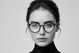 戴眼镜女性面部特写