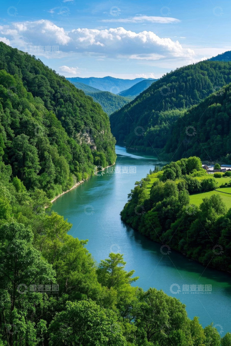 高清大图下载【趣麦麦图】山谷间河流自然风光