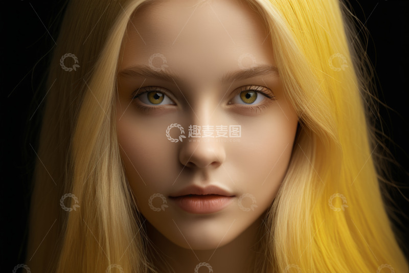 高清大图下载【趣麦麦图】金发女孩面部特写肖像