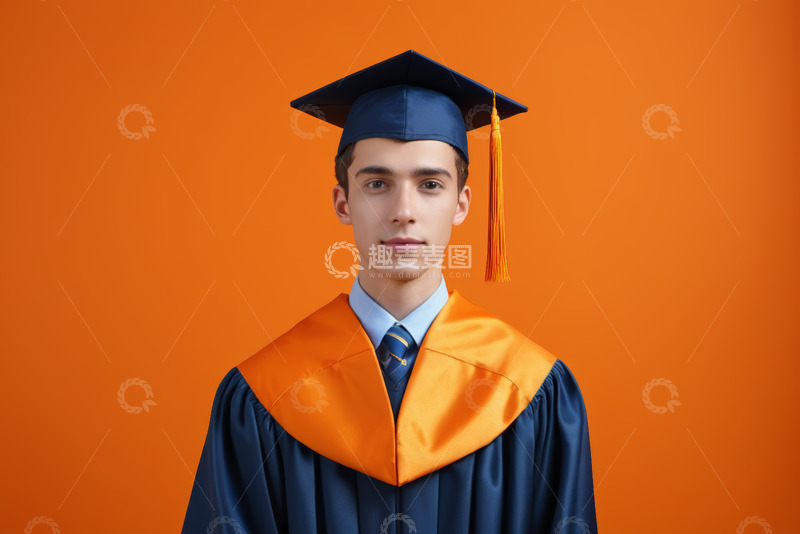 高清大图下载【趣麦麦图】身着学士服的年轻毕业生