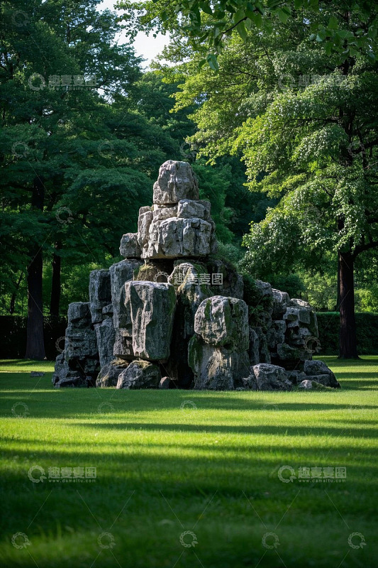 公园内的叠石景观