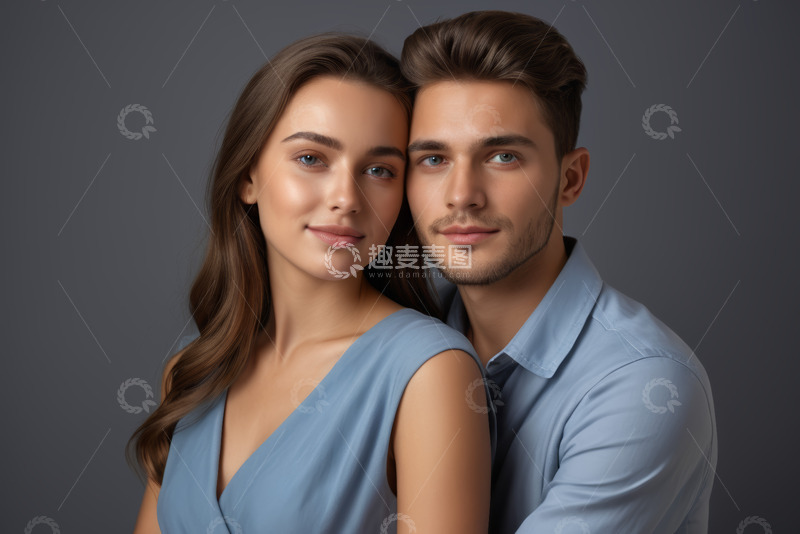 高清大图下载【趣麦麦图】男女依偎亲密合影