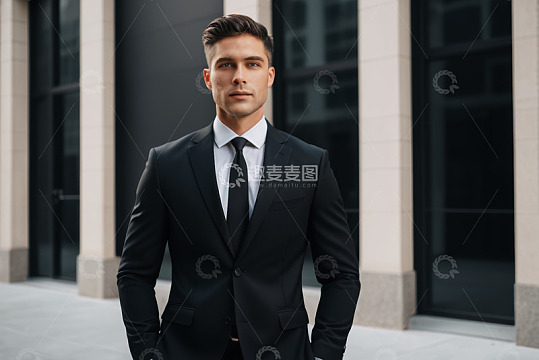 身着西装的男士户外站立