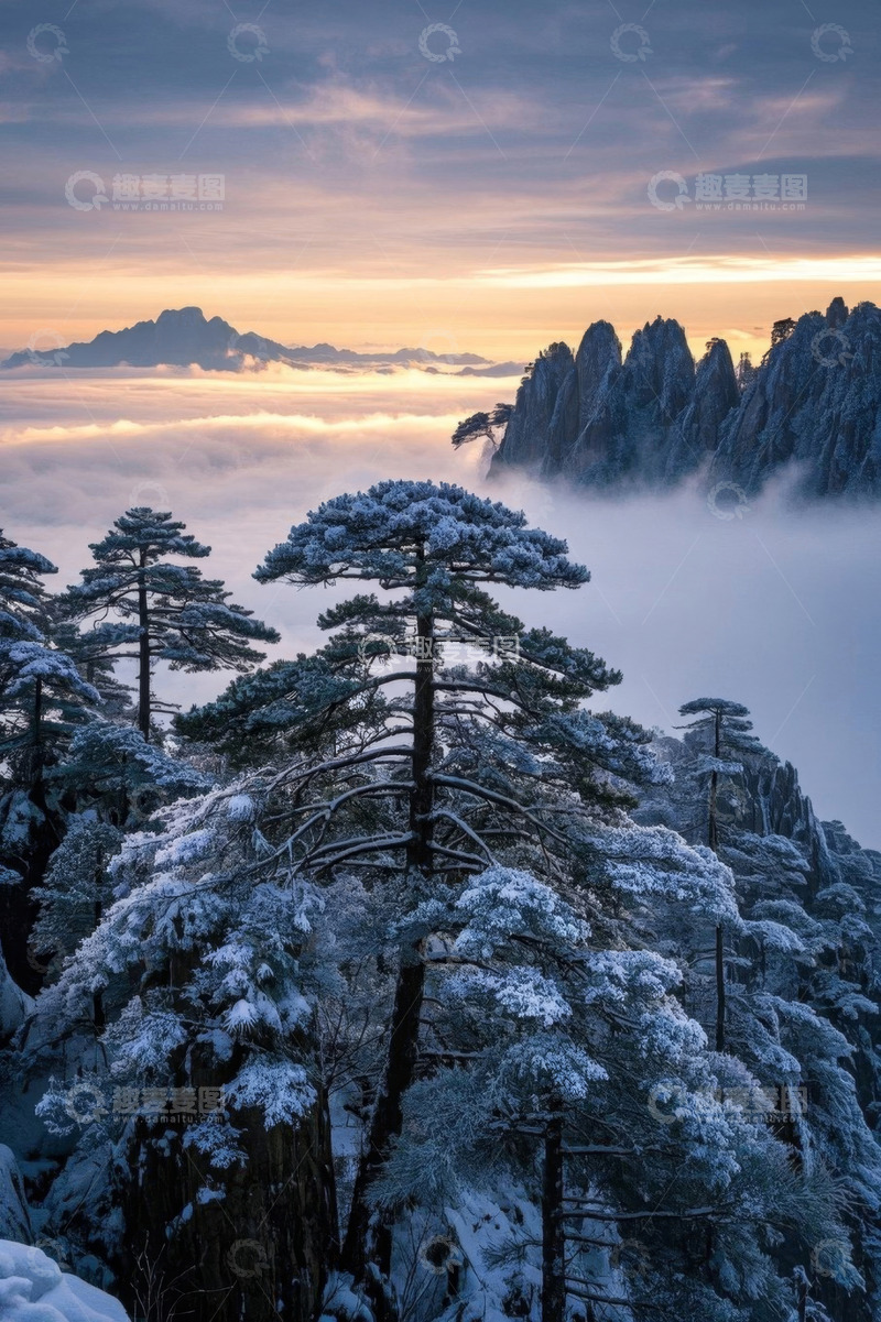 高清大图下载【趣麦麦图】雪后黄山云海景观