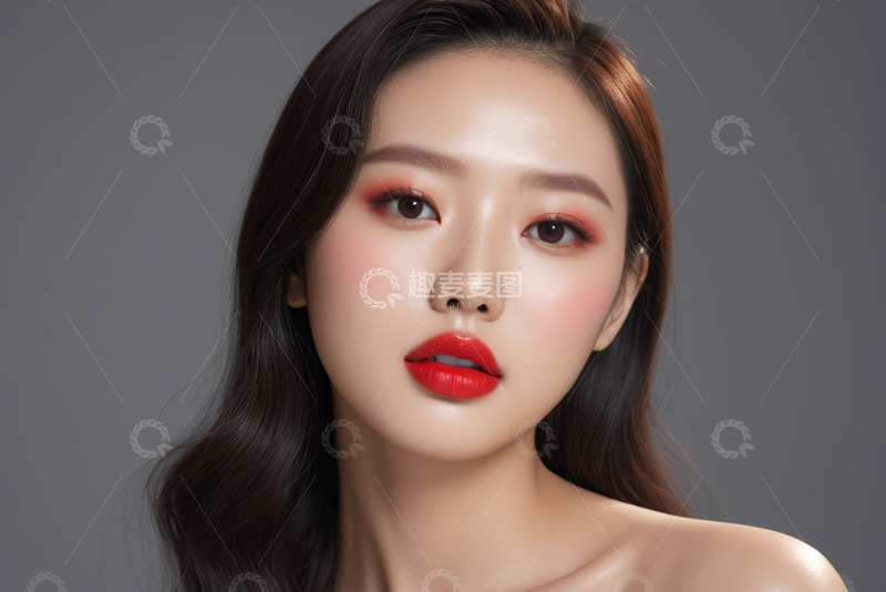 高清大图下载【趣麦麦图】女性特写精致妆容肖像