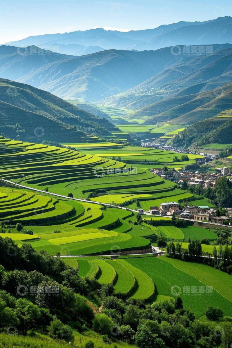 高清大图下载【趣麦麦图】山间梯田田园风光
