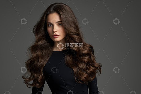 长发女性优雅肖像特写