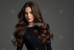 长发女性优雅肖像特写