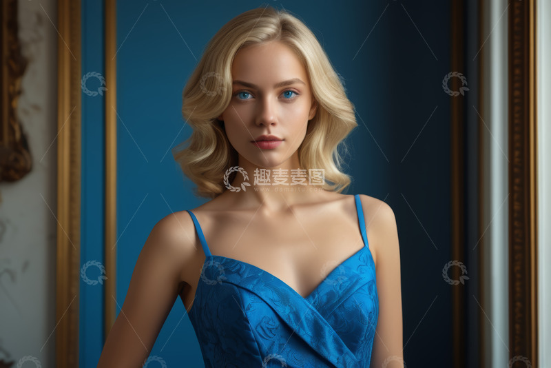 高清大图下载【趣麦麦图】金发女子肖像特写