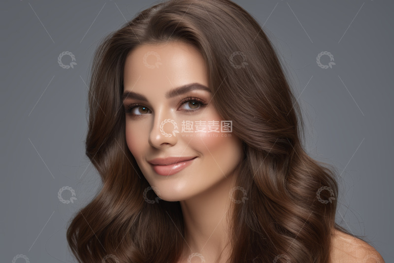 高清大图下载【趣麦麦图】年轻女子微笑肖像特写