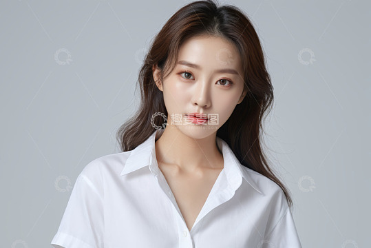 穿白衬衫的女性人像