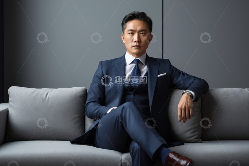 高清大图下载【趣麦麦图】西装男士坐沙发姿态照