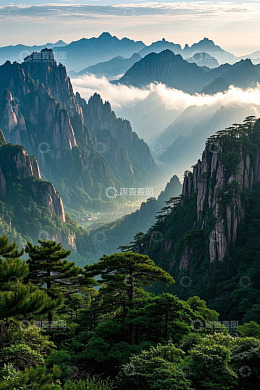 安徽黄山山脉自然风光