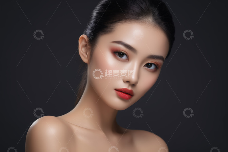 高清大图下载【趣麦麦图】女性面部化妆特写肖像