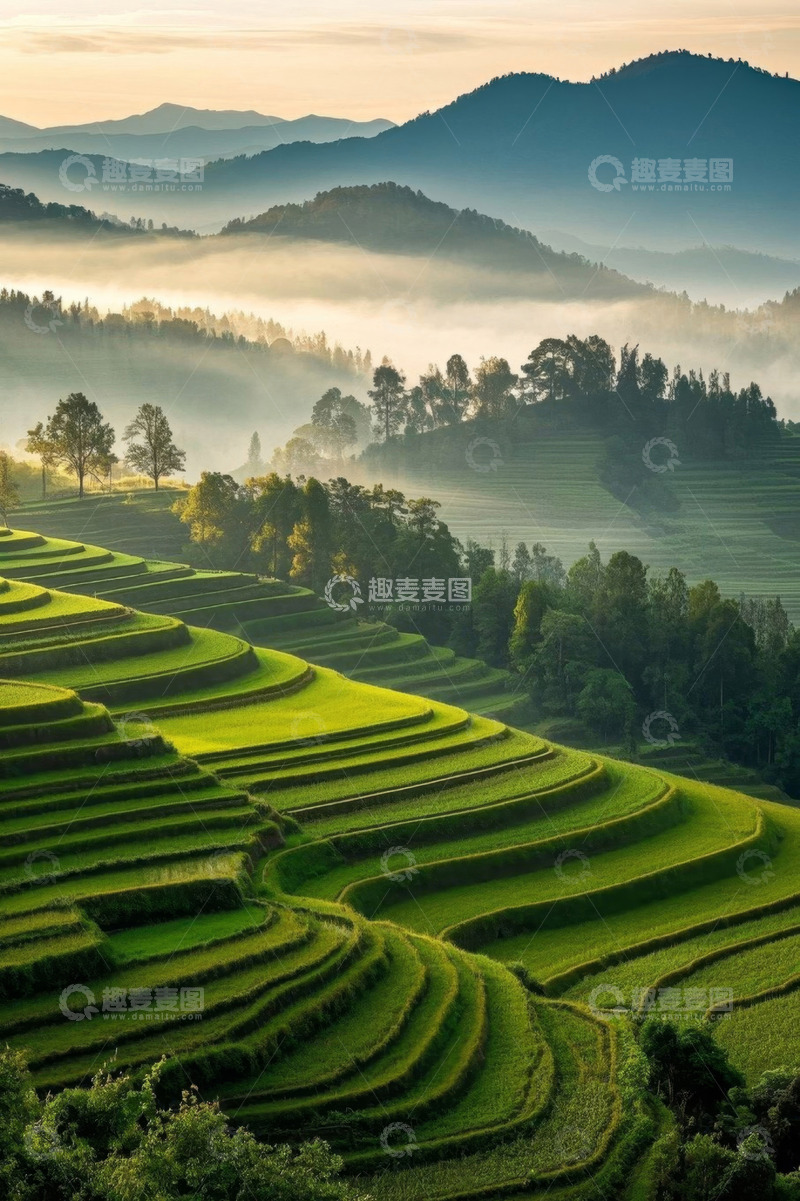 高清大图下载【趣麦麦图】山间梯田自然风光