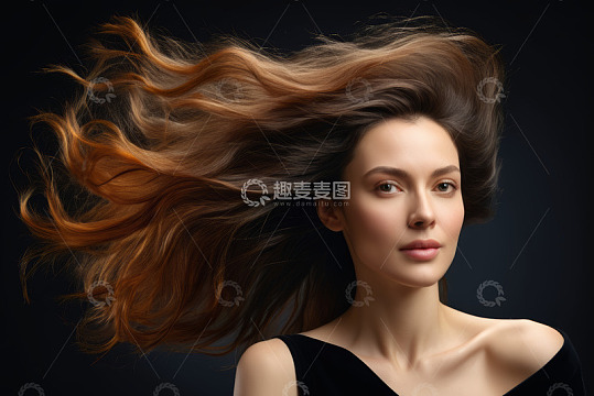 女性飘逸长发特写肖像