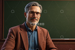 教室中戴眼镜的中年男性