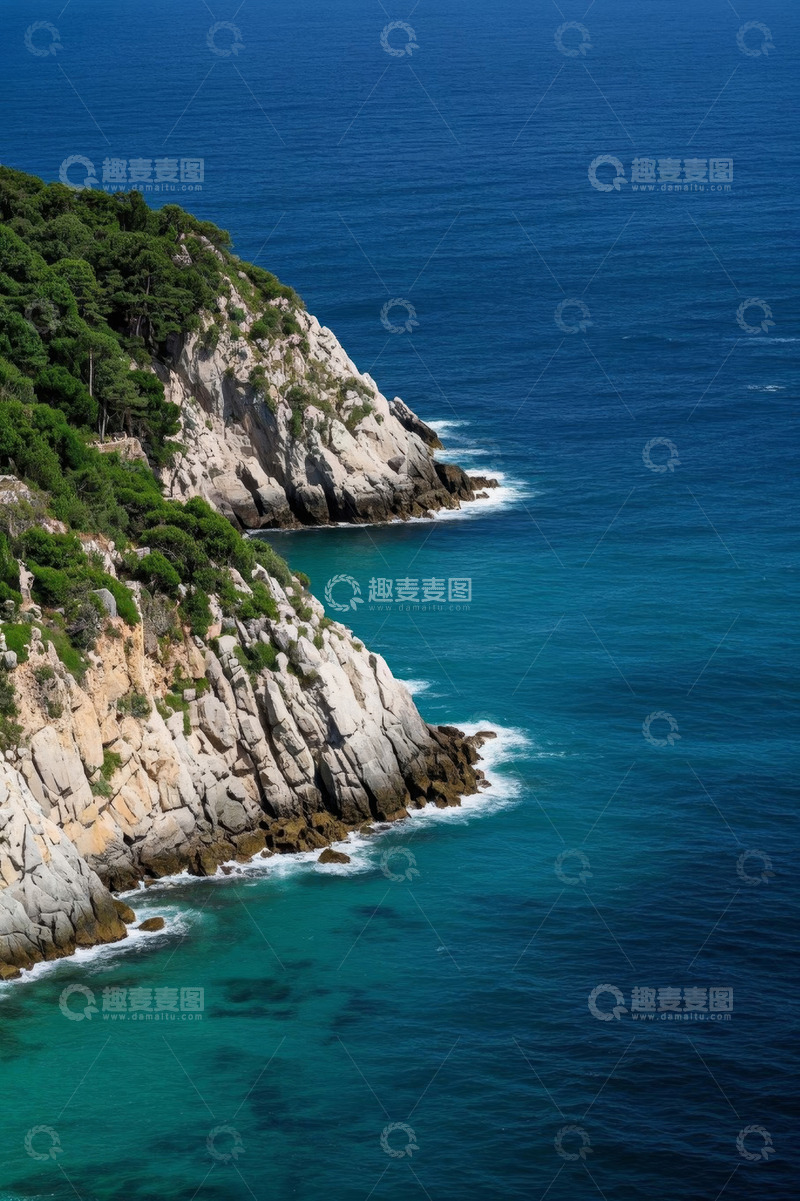 高清大图下载【趣麦麦图】海岸边岩石与蓝色海水景观