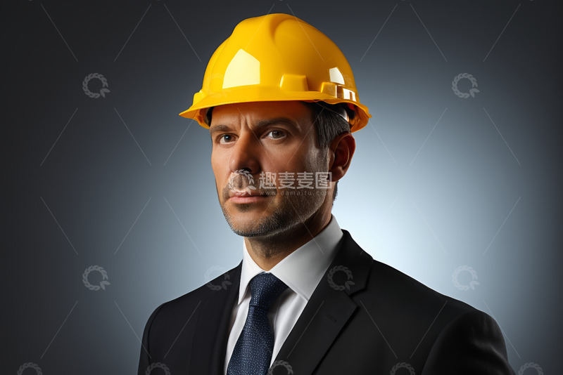高清大图下载【趣麦麦图】戴安全帽的西装男士肖像