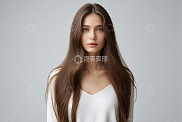 长发女子正面肖像特写