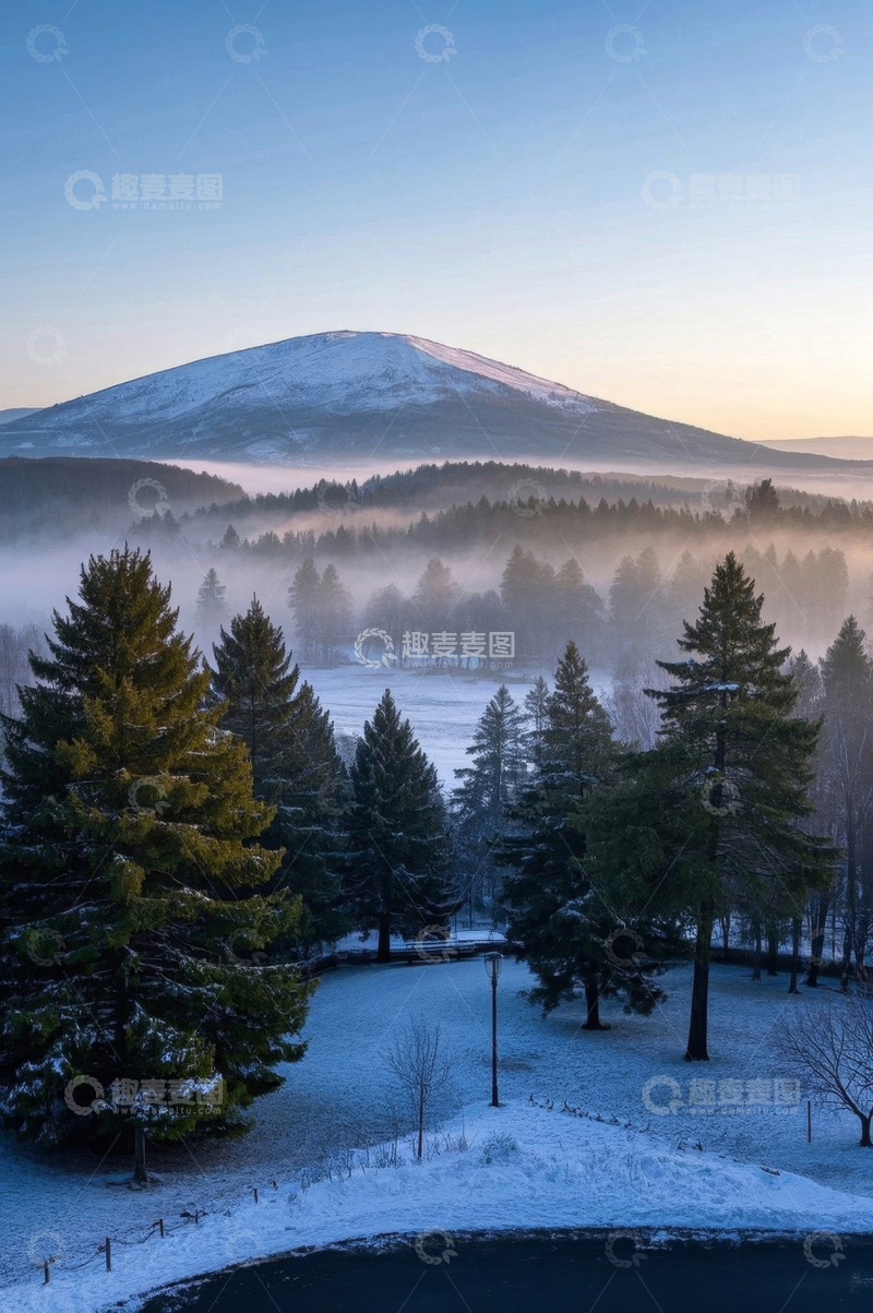 高清大图下载【趣麦麦图】雪后山林远景