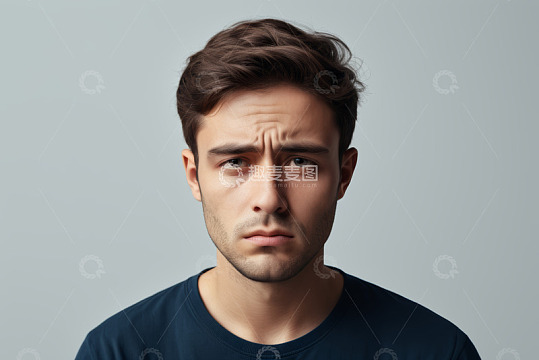 男子室内表情严肃肖像