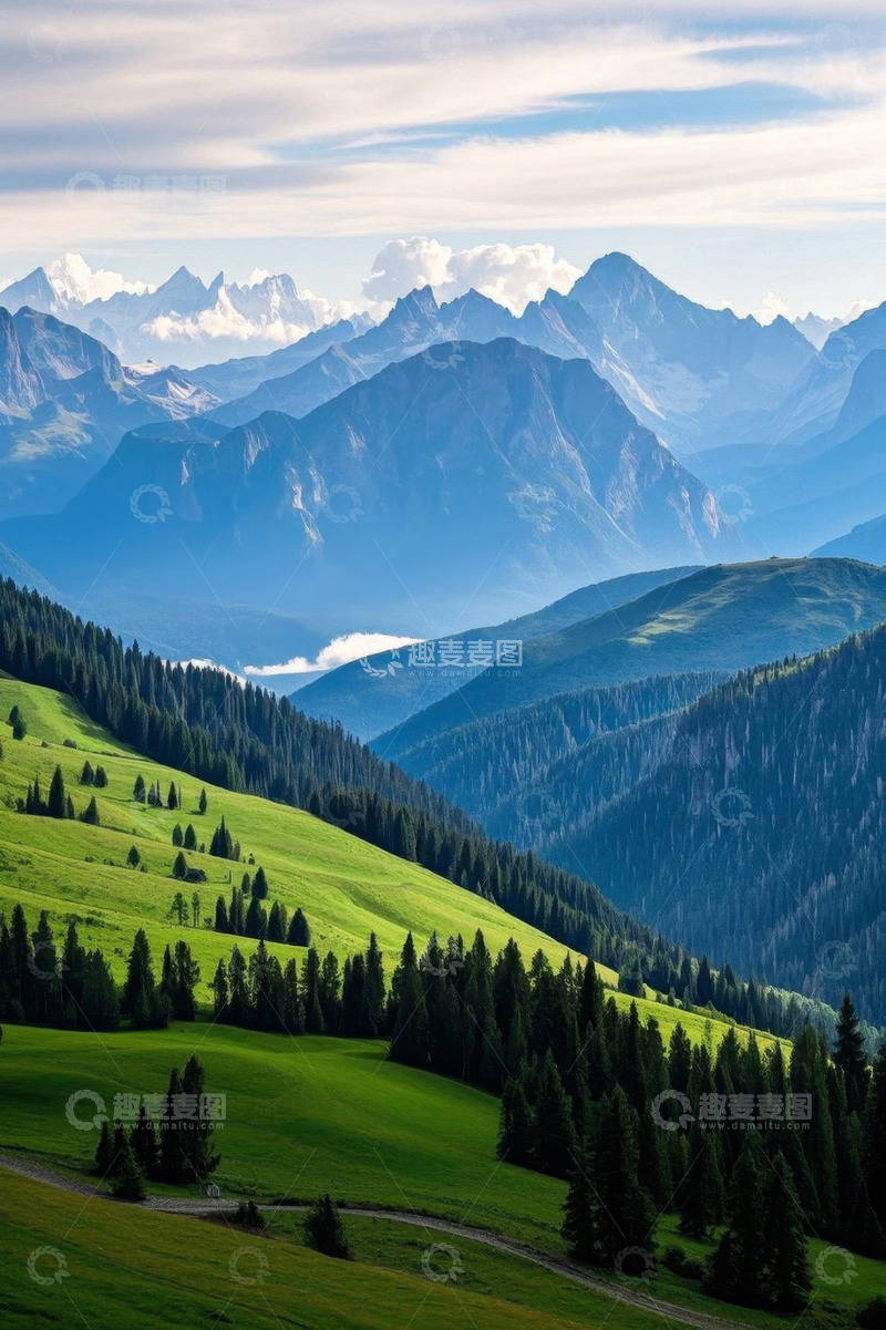 高清大图下载【趣麦麦图】青山绿树自然风光全景