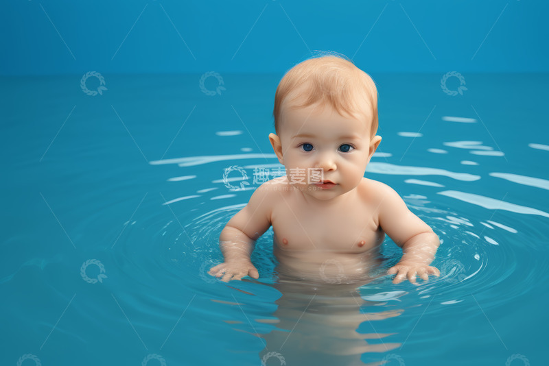 高清大图下载【趣麦麦图】婴儿在水中玩耍