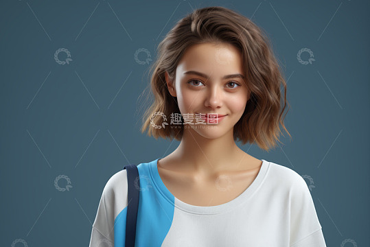 年轻女子微笑半身像