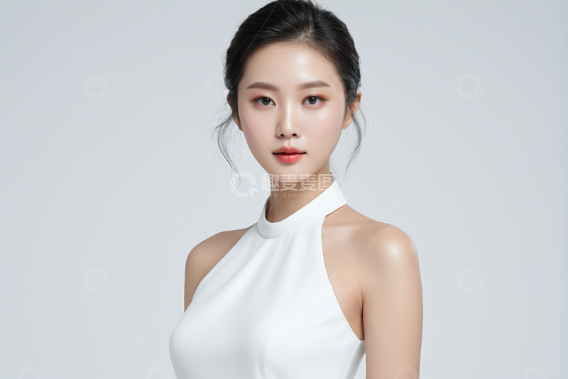 高清大图下载【趣麦麦图】白衣女子正面特写