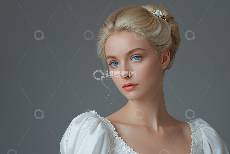 高清大图下载【趣麦麦图】金发女子优雅肖像