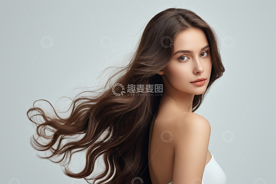 长发女性优雅半身肖像