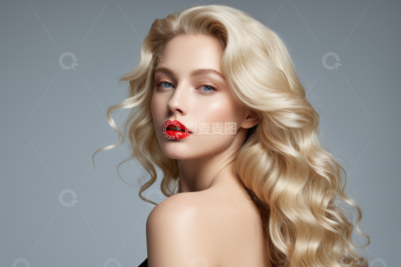 高清大图下载【趣麦麦图】金发女子美妆肖像