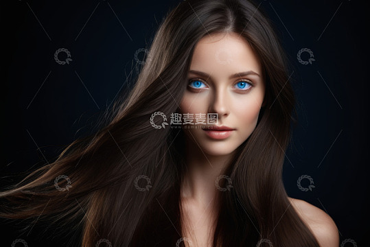长发蓝眼女性特写肖像