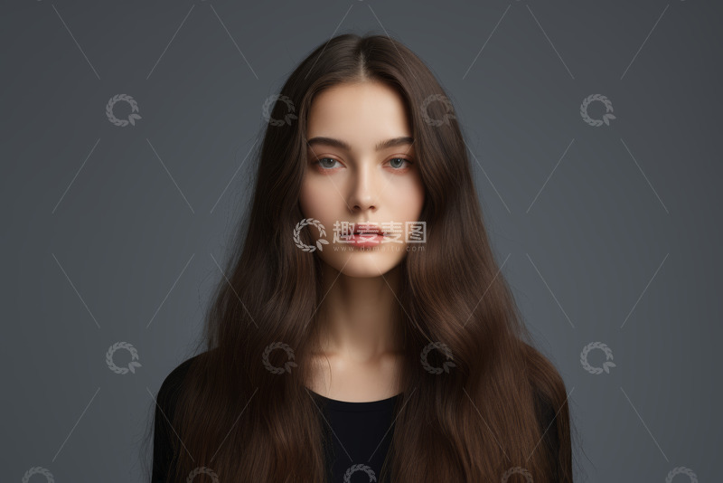 高清大图下载【趣麦麦图】长发女性肖像特写