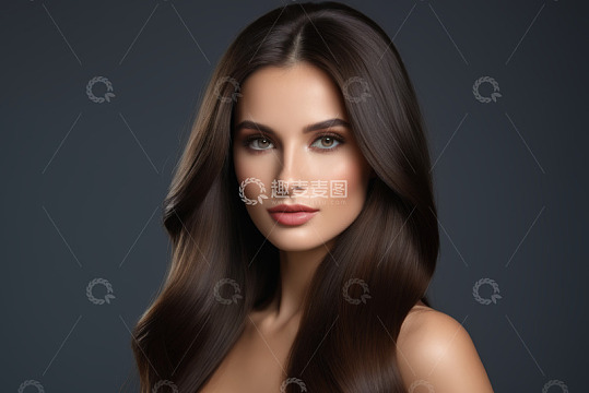 美丽女人深色背景肖像特写