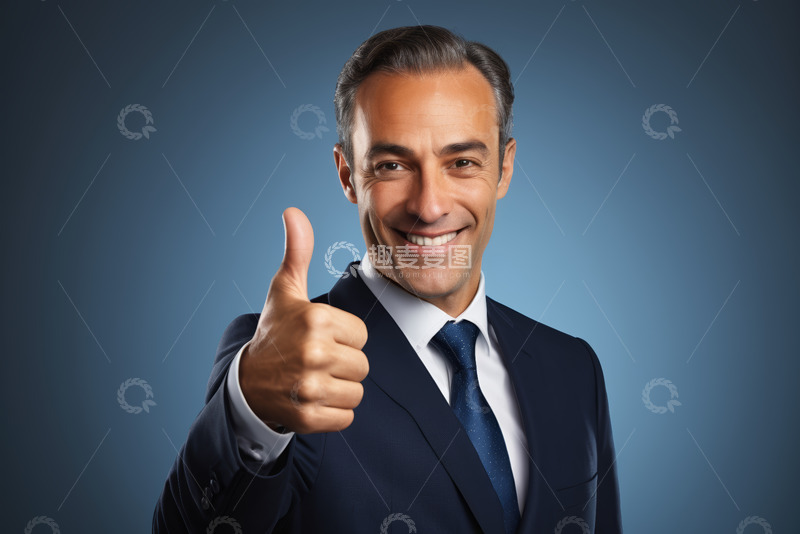 高清大图下载【趣麦麦图】西装男士竖大拇指