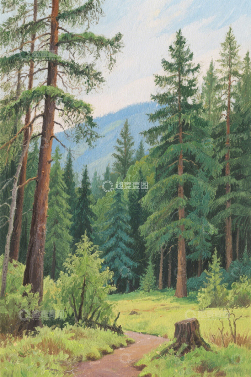 高清大图下载【趣麦麦图】森林中的小径风景