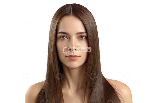 长发女子面部特写肖像