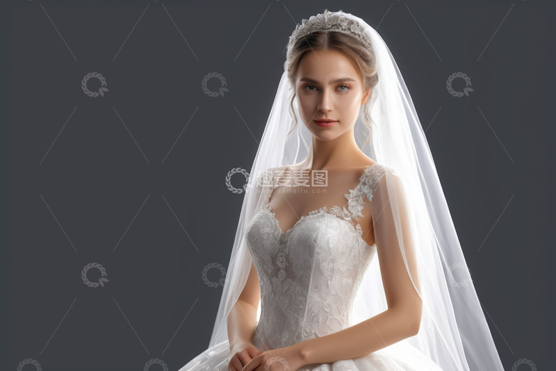 高清大图下载【趣麦麦图】身着婚纱的新娘特写