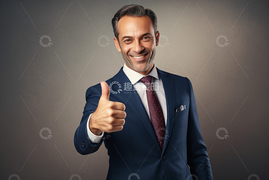 西装男士竖大拇指