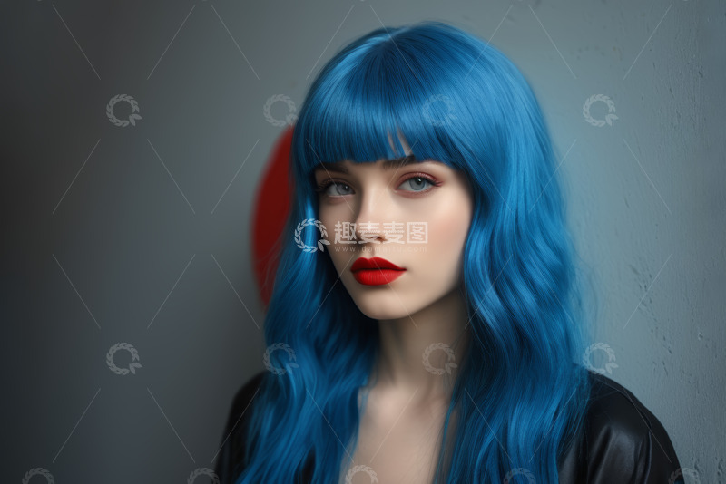 高清大图下载【趣麦麦图】蓝发女子时尚肖像