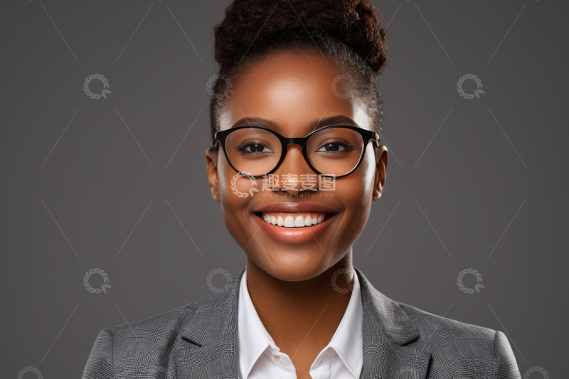 高清大图下载【趣麦麦图】微笑的黑人女商人半身像