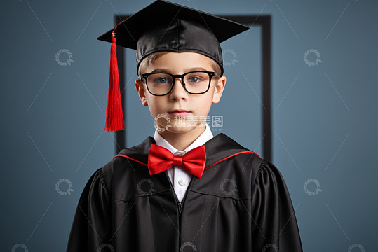 戴学士服的小男孩