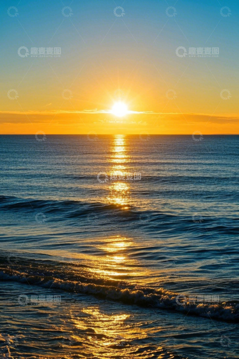 高清大图下载【趣麦麦图】海上日落美景