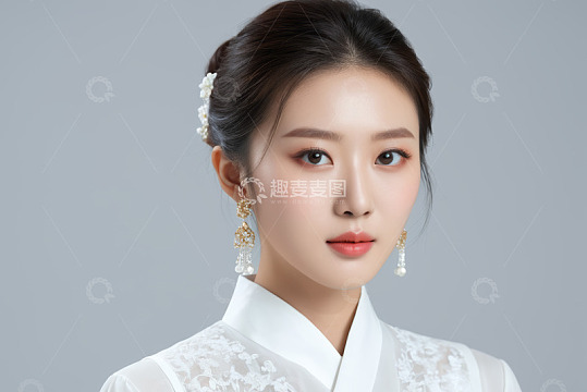 身着中式服装的女性肖像