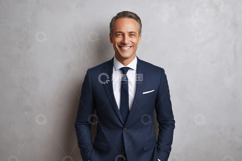 高清大图下载【趣麦麦图】穿西装微笑站立的商务男士