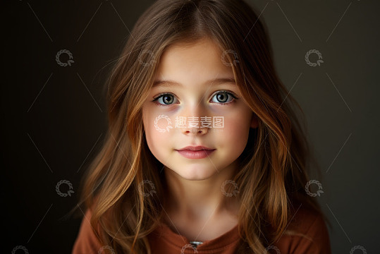 小女孩正面肖像特写